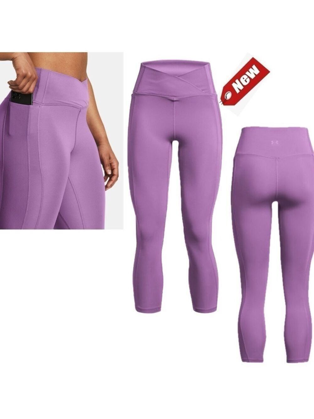 Under Armour Women's Meridian Crossover Ankle Leggings Provence Purple NWT Sz M